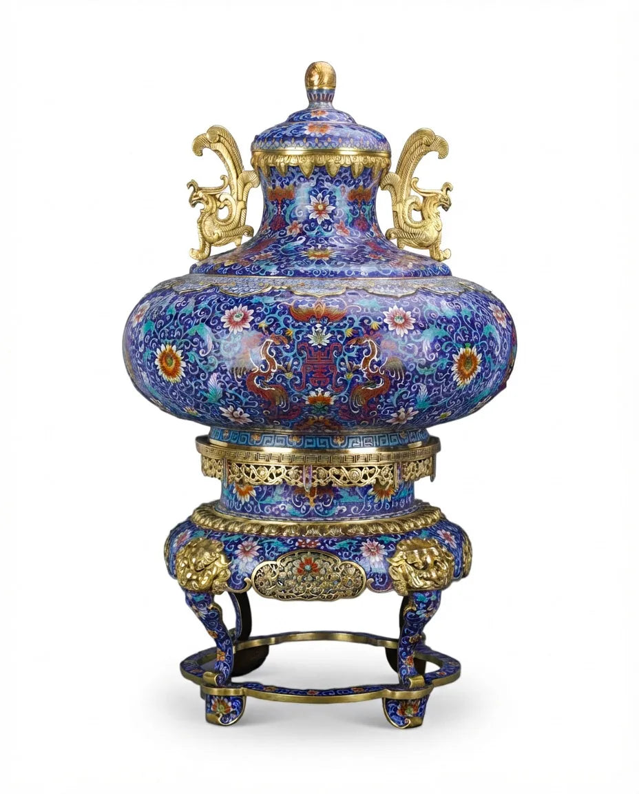 Customized Twin Phoenix-Head Handles Cloisonne Vase|Decorative Items|Unique Personalized Gifts Dubai &amp; Riyadh|Designer Presents