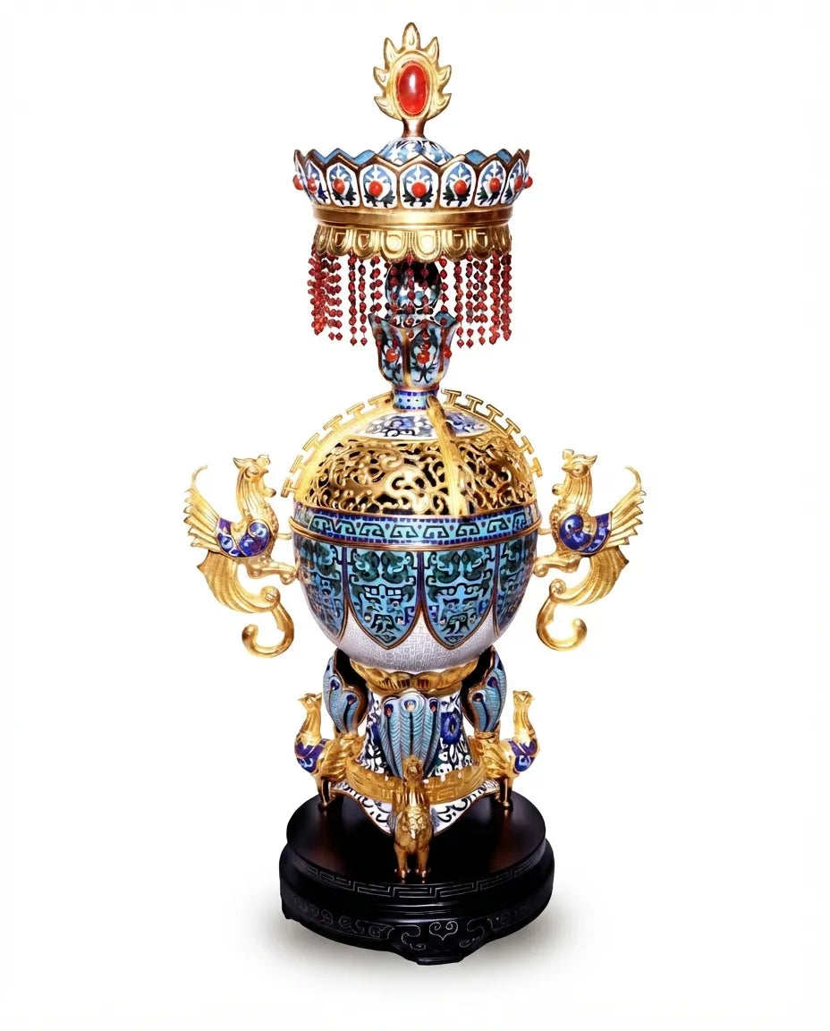 Customized Phoenix-Shaped Handles Cloisonne Oud Burner|Decorative Items|Unique Personalized Gifts Dubai &amp; Riyadh|Designer Presents