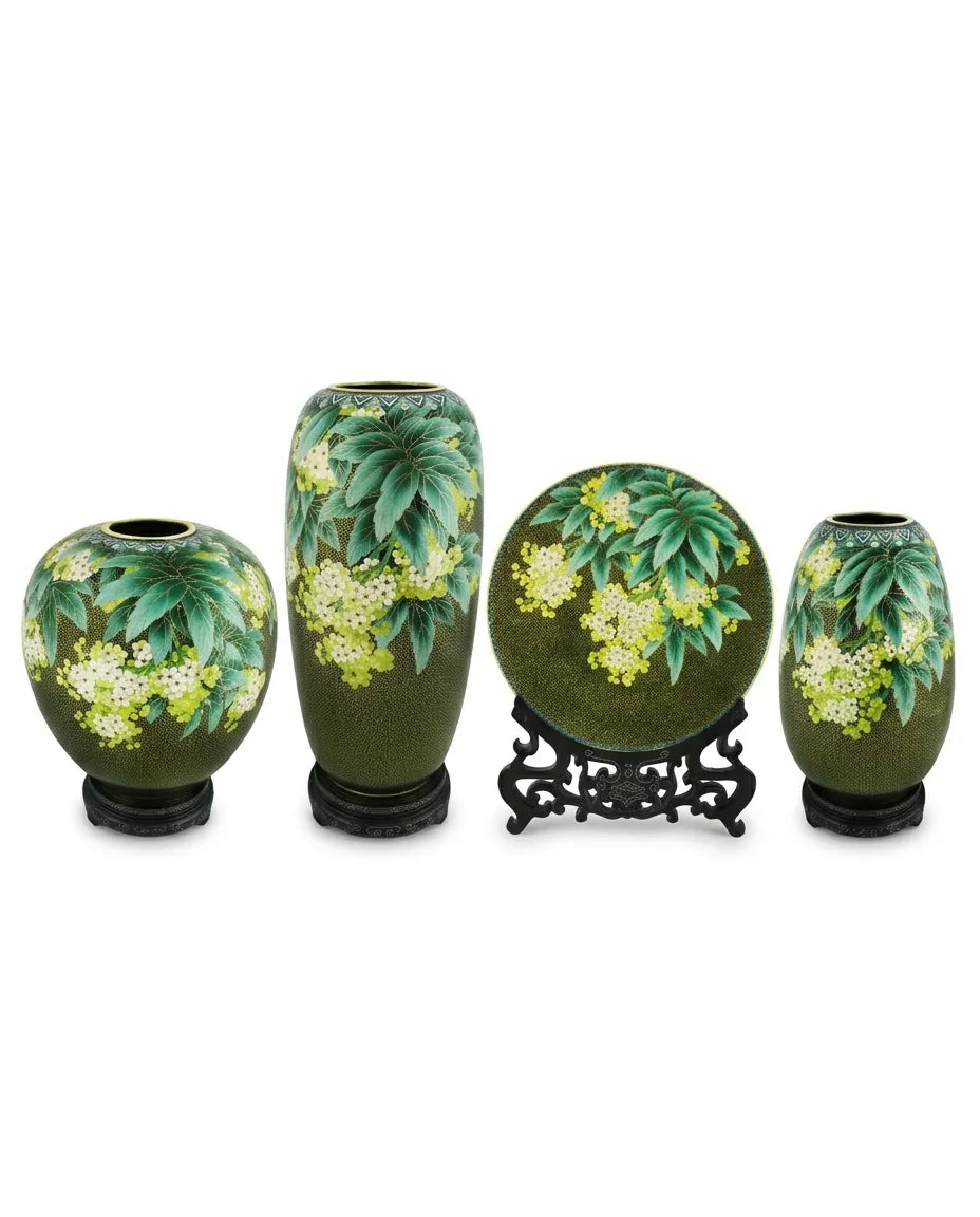 Cloisonne Sorbifolia Series Series Vase and Plate|Home Gifts Decor|Wedding Gifts Dubai &amp; Riyadh|Collectible Figurines