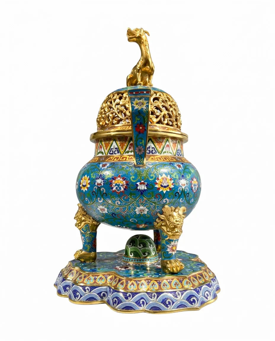 Customized Three-legged Beast-Top Finial Cloisonne Oud Burner|Decorative Items|Unique Personalized Gifts Dubai &amp; Riyadh|Designer Presents