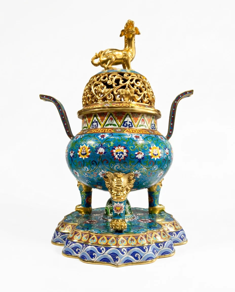 Customized Three-legged Beast-Top Finial Cloisonne Oud Burner|Decorative Items|Unique Personalized Gifts Dubai &amp; Riyadh|Designer Presents