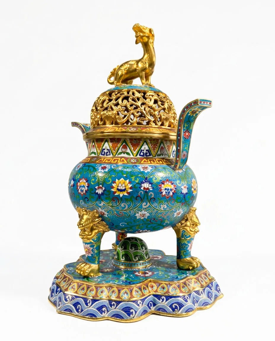 Customized Three-legged Beast-Top Finial Cloisonne Oud Burner|Decorative Items|Unique Personalized Gifts Dubai &amp; Riyadh|Designer Presents