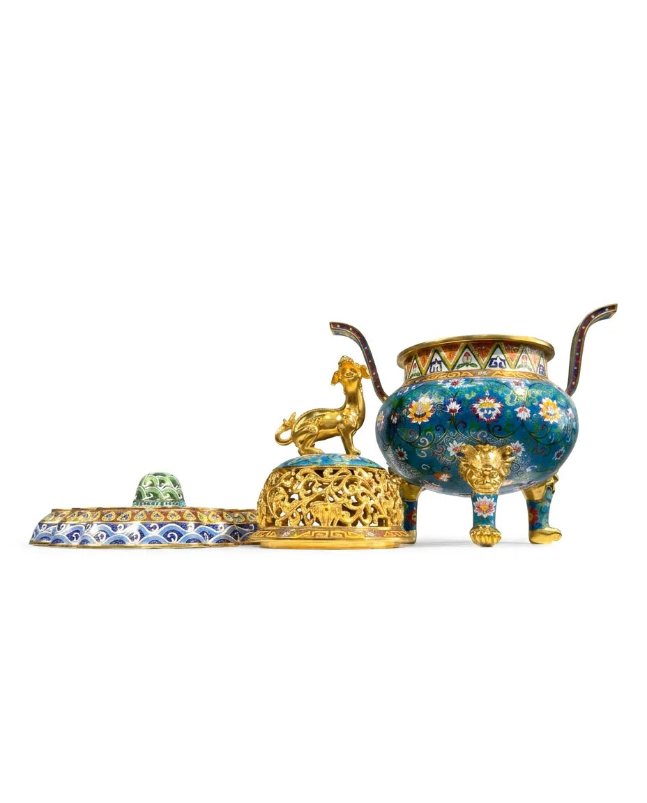 Customized Three-legged Beast-Top Finial Cloisonne Oud Burner|Decorative Items|Unique Personalized Gifts Dubai &amp; Riyadh|Designer Presents