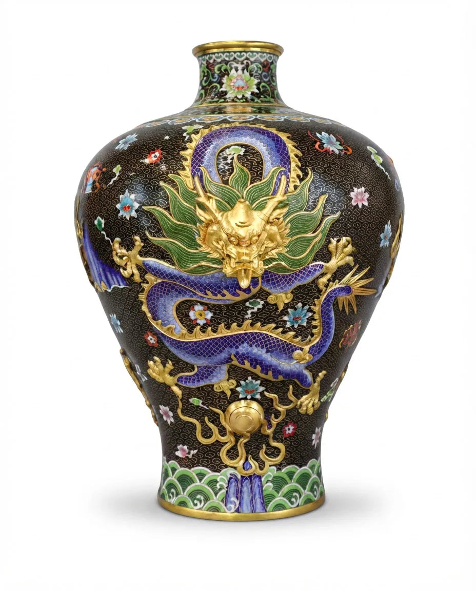 Customized Three Dragons Cloisonne Vase|Decorative Items|Unique Personalized Gifts Dubai &amp; Riyadh|Designer Presents