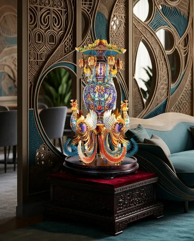 Customized Three Phoenixes Cloisonne Sculpture|Decorative Items|Unique Personalized Gifts Dubai &amp; Riyadh|Designer Presents