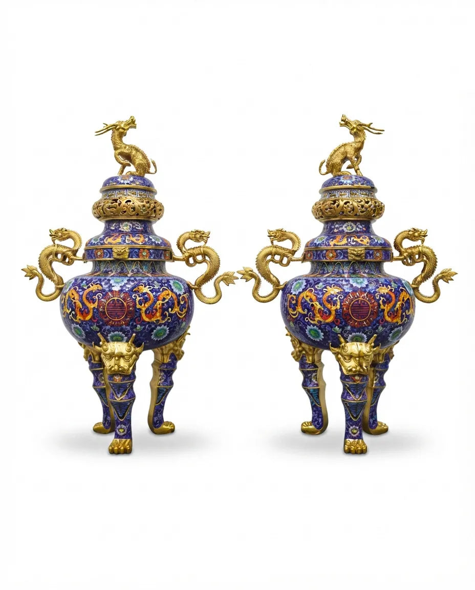 Customized Elephant-foot Legs Lion-decoration Cloisonne Oud Burner|Decorative Items|Unique Personalized Gifts Dubai &amp; Riyadh|Designer Presents