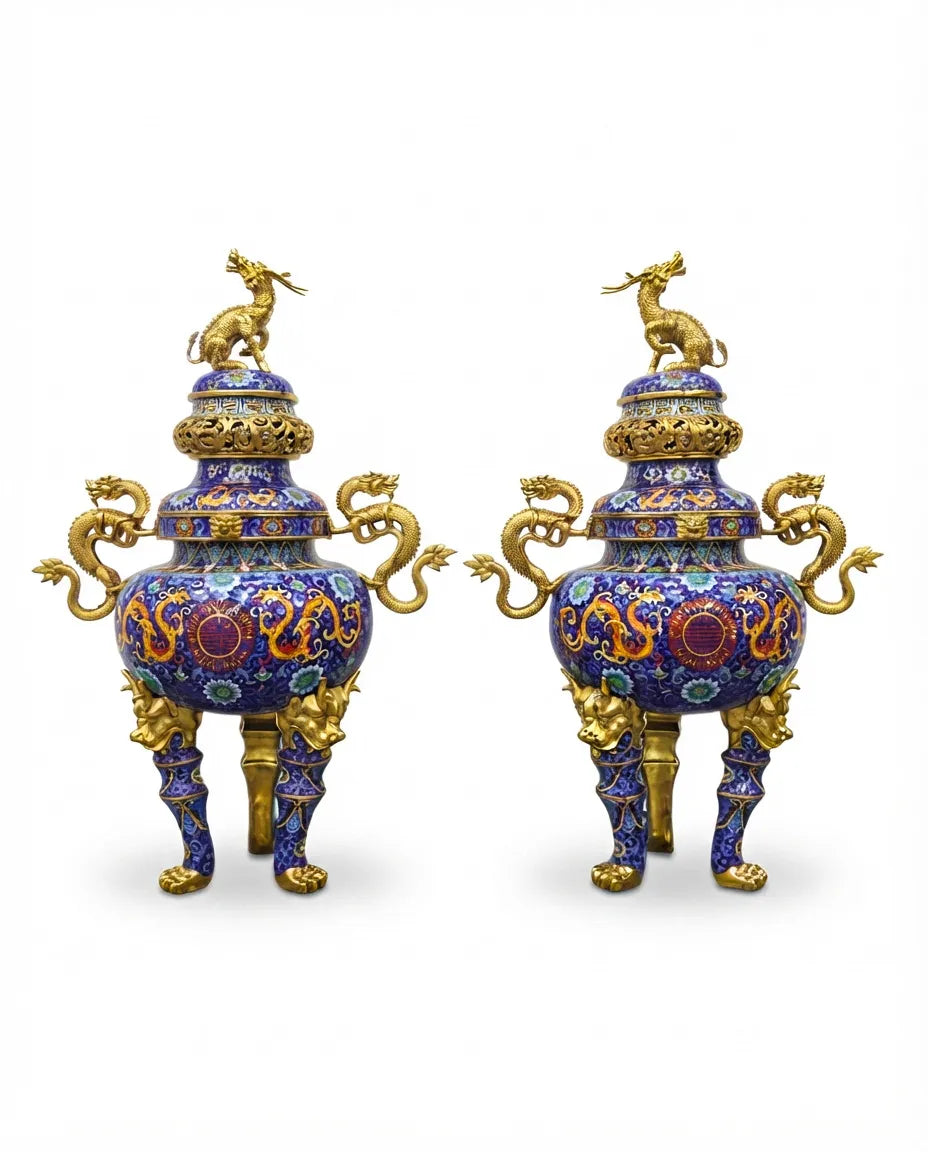 Customized Elephant-foot Legs Lion-decoration Cloisonne Oud Burner|Decorative Items|Unique Personalized Gifts Dubai &amp; Riyadh|Designer Presents