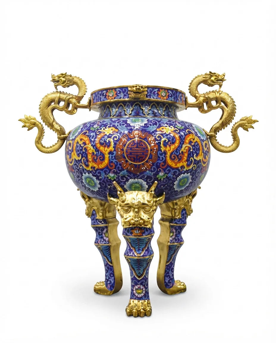 Customized Elephant-foot Legs Lion-decoration Cloisonne Oud Burner|Decorative Items|Unique Personalized Gifts Dubai &amp; Riyadh|Designer Presents