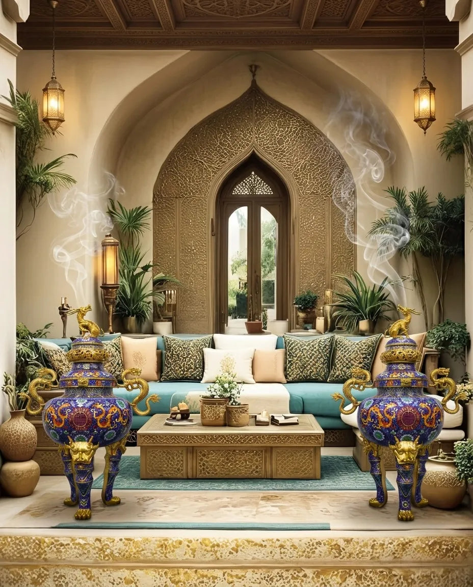 Customized Elephant-foot Legs Lion-decoration Cloisonne Oud Burner|Decorative Items|Unique Personalized Gifts Dubai &amp; Riyadh|Designer Presents