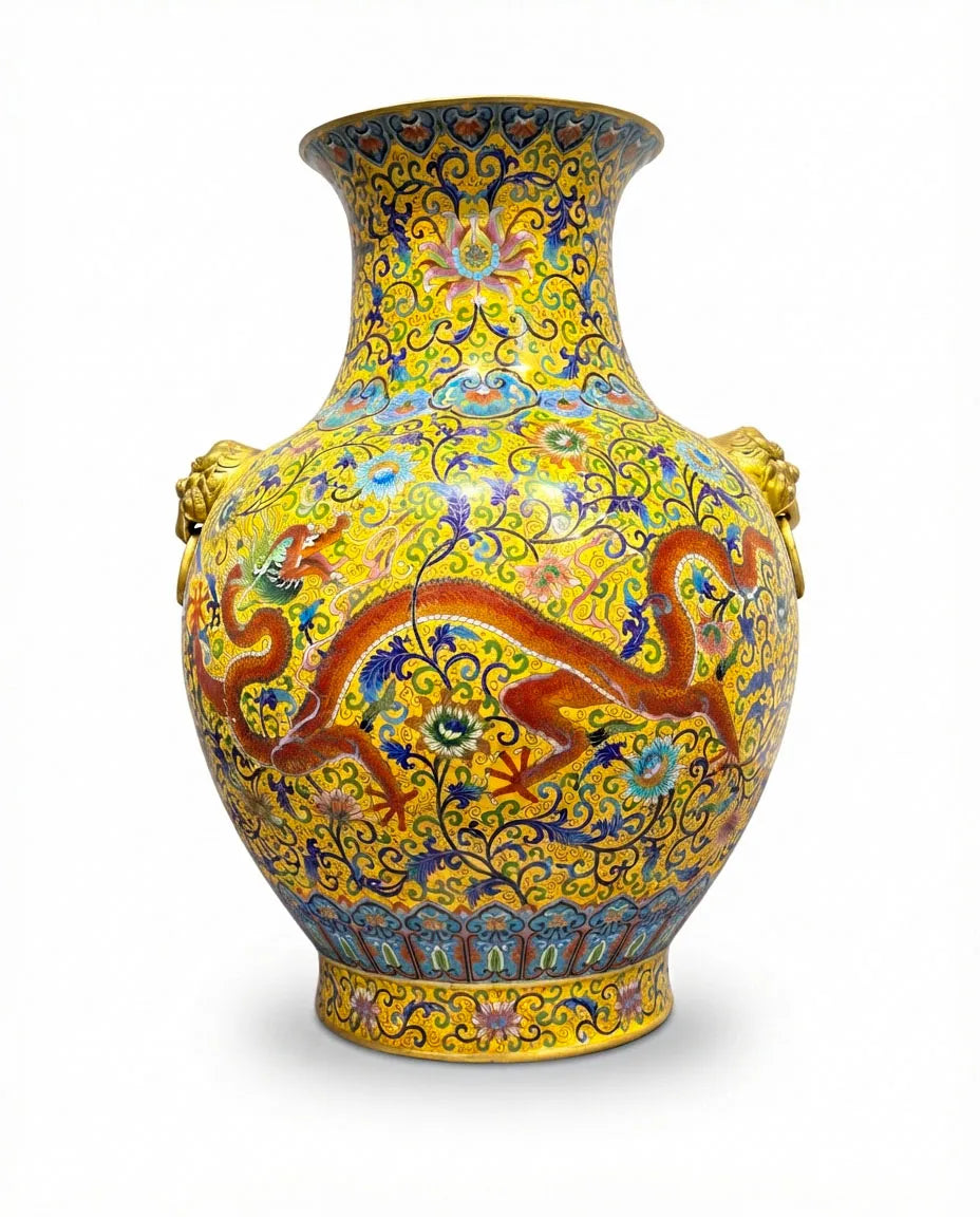 Customized Twin Animal-head Handles Cloisonne Vase|Decorative Items|Unique Personalized Gifts Dubai &amp; Riyadh|Designer Presents