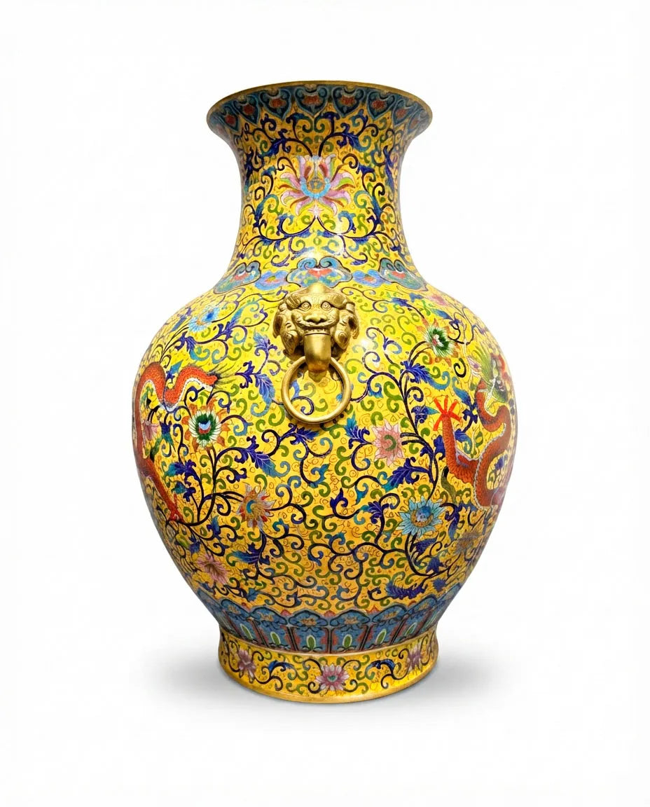 Customized Twin Animal-head Handles Cloisonne Vase|Decorative Items|Unique Personalized Gifts Dubai &amp; Riyadh|Designer Presents