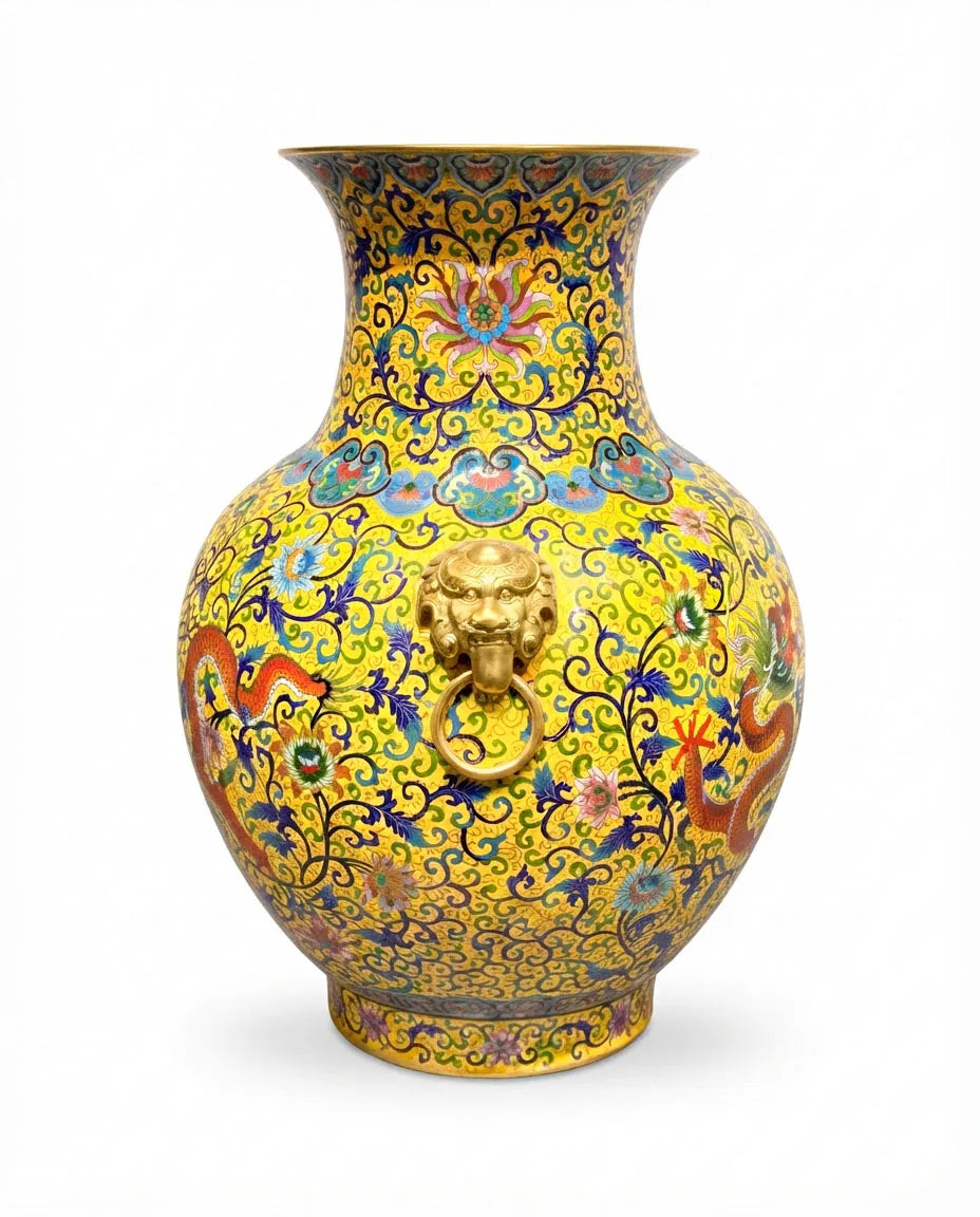 Customized Twin Animal-head Handles Cloisonne Vase|Decorative Items|Unique Personalized Gifts Dubai &amp; Riyadh|Designer Presents