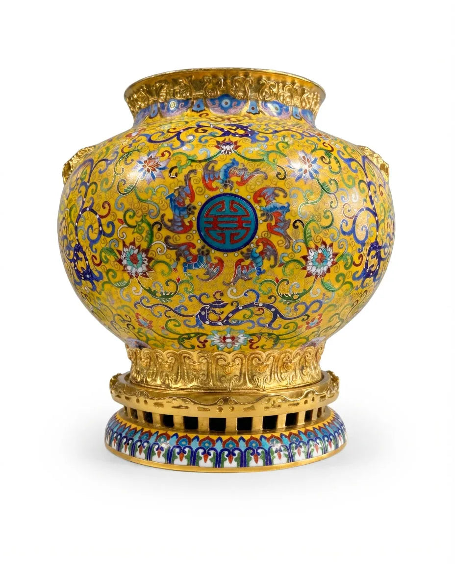 Customized Animal-head Motifs Handles Cloisonne Jar|Decorative Items|Unique Personalized Gifts Dubai &amp; Riyadh|Designer Presents