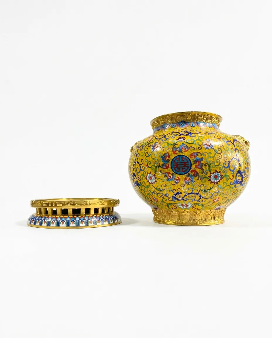 Customized Animal-head Motifs Handles Cloisonne Jar|Decorative Items|Unique Personalized Gifts Dubai &amp; Riyadh|Designer Presents