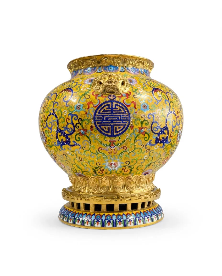 Customized Animal-head Motifs Handles Cloisonne Jar|Decorative Items|Unique Personalized Gifts Dubai &amp; Riyadh|Designer Presents