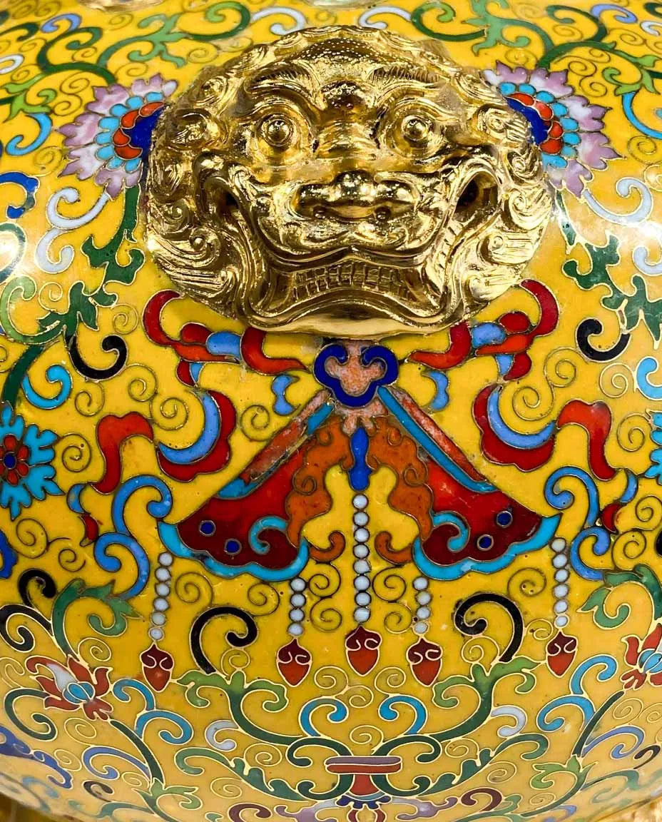 Customized Animal-head Motifs Handles Cloisonne Jar|Decorative Items|Unique Personalized Gifts Dubai &amp; Riyadh|Designer Presents