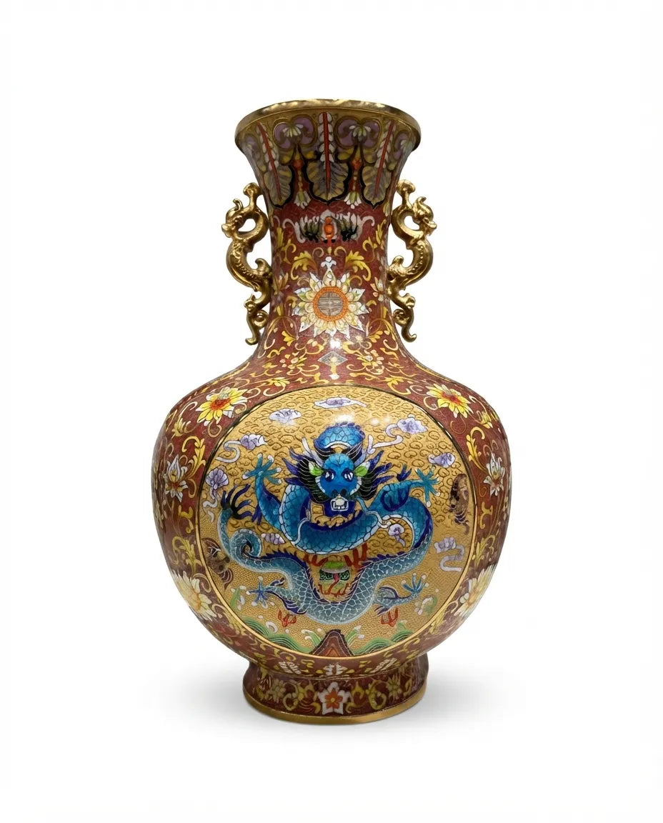 Customized Dragon and Phoenix Patterns Cloisonne Vase|Decorative Items|Unique Personalized Gifts Dubai &amp; Riyadh|Designer Presents