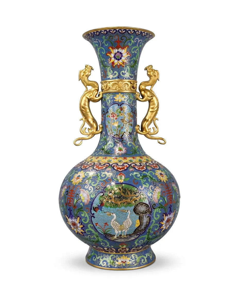 Customized Twin Dragon Handles Jade-pot Shape Cloisonne Vase|Decorative Items|Unique Personalized Gifts Dubai &amp; Riyadh|Designer Presents