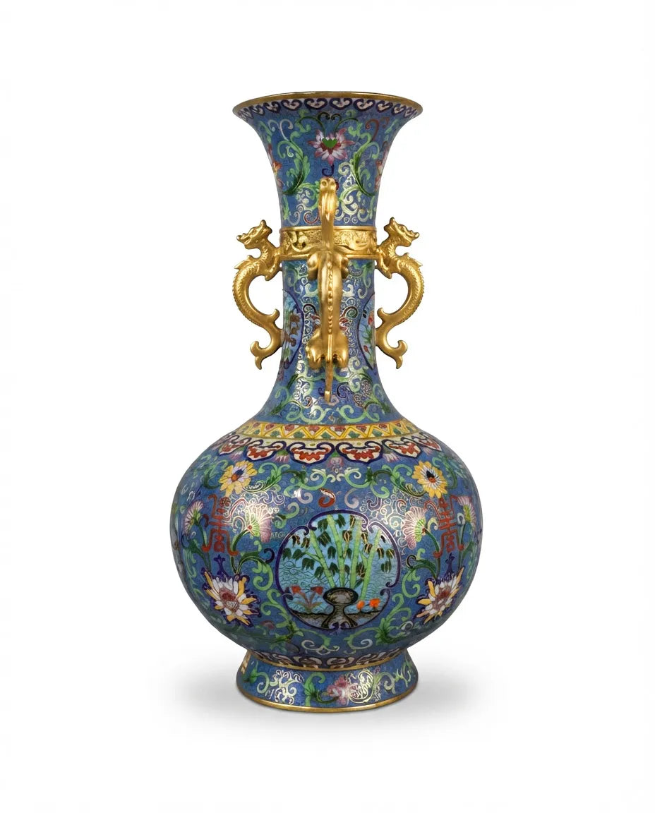 Customized Twin Dragon Handles Jade-pot Shape Cloisonne Vase|Decorative Items|Unique Personalized Gifts Dubai &amp; Riyadh|Designer Presents