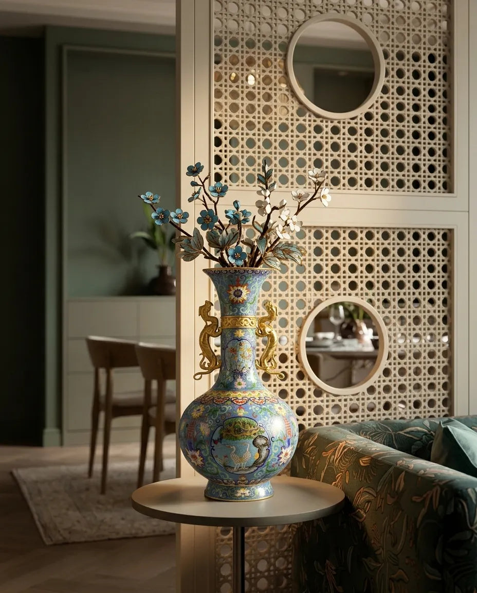 Customized Twin Dragon Handles Jade-pot Shape Cloisonne Vase|Decorative Items|Unique Personalized Gifts Dubai &amp; Riyadh|Designer Presents