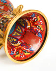 Close-up detail of the gold-plated copper rim and enamel auspicious beasts and lotus flower on this Royal Cloisonne vase, a premium piece for luxury home decor and home gifts