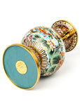Close-up detail of the gold-plated copper rim and landscape painting on this Royal Cloisonne vase,a premium piece for luxury home decor and home gifts