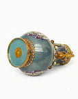 Close-up detail of the gold-plated copper rim and enamel structure beauty meander painting on this Royal Cloisonne vase, a premium piece for luxury home decor and home gifts
