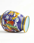 Close-up detail of the gold-plated copper rim and enamel Dragon and Phoenix pattern on this Royal Cloisonne vase,a premium piece for luxury home decor and home gifts