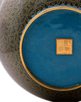 Close-up detail of the gold-plated copper rim and enamel locust flower pattern on this Royal Cloisonne vase,a premium piece for luxury home decor and home gifts