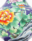 Close-up detail of the gold-plated copper rim and enamel pomegranate pattern on this Royal Cloisonne vase,a premium piece for luxury home decor and home gifts