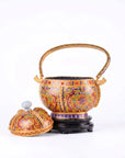 Close-up detail of the gold-plated copper rim and enamel dragon painting on this Royal Cloisonne vase, a premium piece for luxury home decor and home gifts