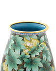 Close-up detail of the gold-plated copper rim and enamel locust flower pattern on this Royal Cloisonne vase,a premium piece for luxury home decor and home gifts