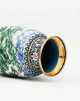 Close-up detail of the gold-plated copper rim and enamel great wall pattern on this Royal Cloisonne vase,a premium piece for luxury home decor and home gifts