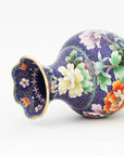 Close-up detail of the gold-plated copper rim and enamel pomegranate pattern on this Royal Cloisonne vase,a premium piece for luxury home decor and home gifts