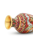 Close-up detail of the gold-plated copper rim and enamel dragon and phoenix pattern on this Royal Cloisonne vase,a premium piece for luxury home decor and home gifts