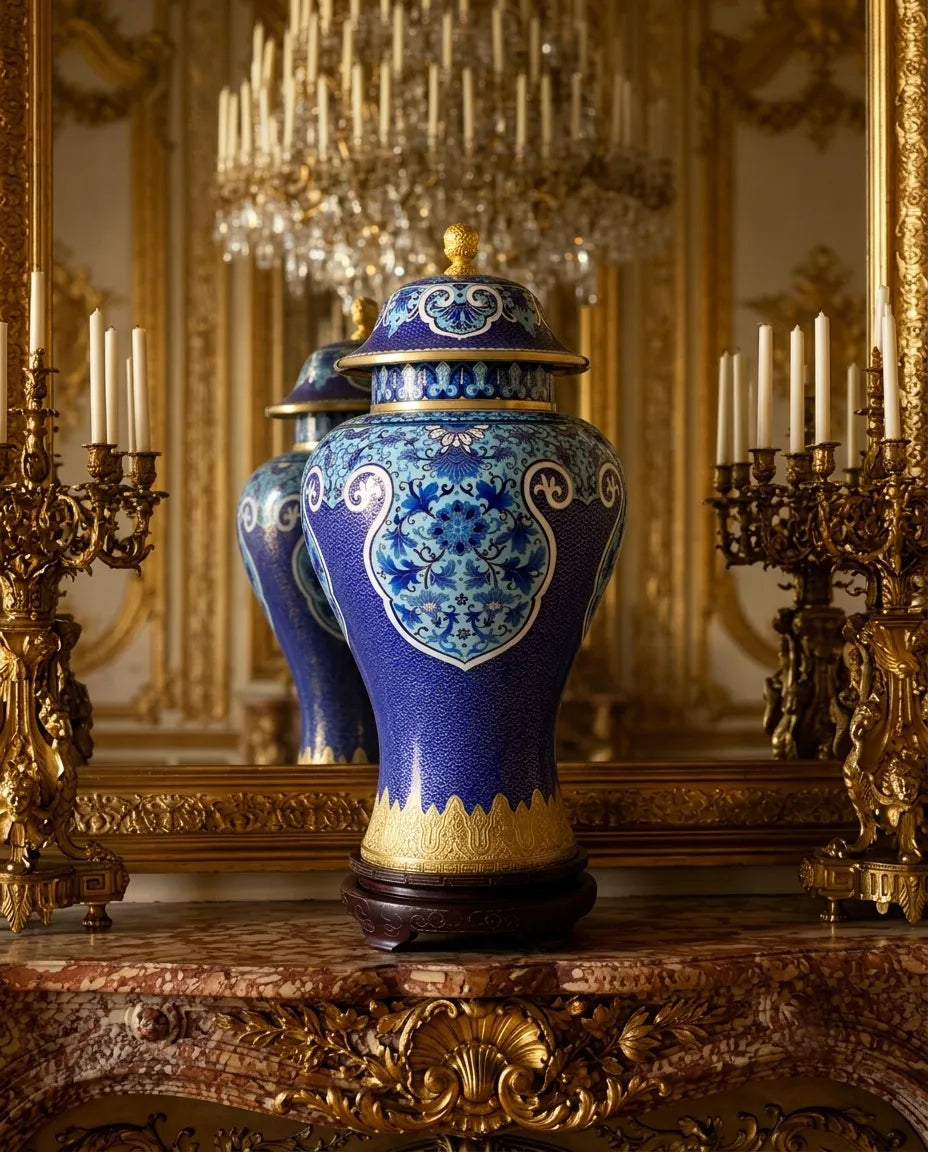 Royal Cloisonne Gold-plated Copper Jar, Lotus Vine Pattern, Masterpiece by Master Ding Minghong as an exquisite home decor and unique home gifts item