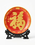Royal Cloisonne Gold-plated Copper Plate, Blessing Font Pattern, Masterpiece by Master Wang Shuying as an exquisite home decor and unique home gifts item