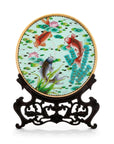 Royal Cloisonne Gold-plated Copper Plate, Swimming Fish Pattern, Masterpiece by Master Ding Minghong as an exquisite home decor and unique home gifts item