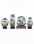 Royal Cloisonne Gold-plated Copper Plate and Vase, Landscape Painting Pattern, Masterpiece by Master Dai Jialin as an exquisite home decor and unique home gifts item