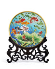 Royal Cloisonne Gold-plated Copper Plate, Landscape Painting Pattern, Masterpiece by Master Ding Minghong as an exquisite home decor and unique home gifts item