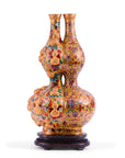 Royal Cloisonne Gold-plated Copper Vase, Double Gourd Modeling, Masterpiece by Master Liu Yongsen as an exquisite home decor and unique home gifts item