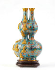 Royal Cloisonne Gold-plated Copper Vase, Double Gourd Modeling, Masterpiece by Master Liu Yongsen as an exquisite home decor and unique home gifts item