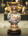 Royal Cloisonne Gold-plated Copper Vase, Landscape Painting Pattern, Masterpiece by Master Dai Jialin as an exquisite home decor and unique home gifts item