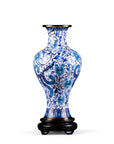 Royal Cloisonne Gold-plated Copper Vase, Blue and White Porcelain Peony Pattern, Masterpiece by Master Ding Minghong as an exquisite home decor and unique home gifts item