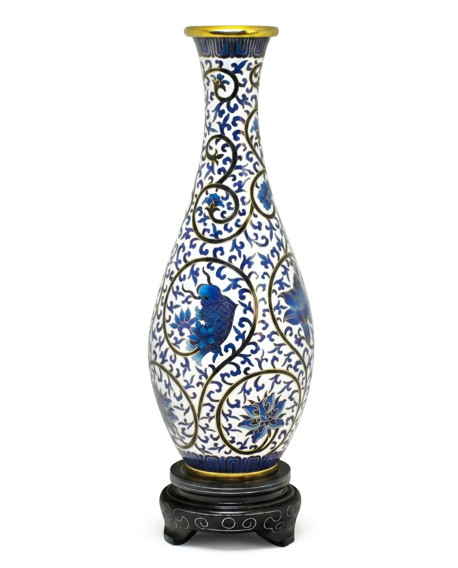 Royal Cloisonne Gold-plated Copper Vase, Lotus vine pattern, Masterpiece by Master Ding Minghong as an exquisite home decor and unique home gifts item