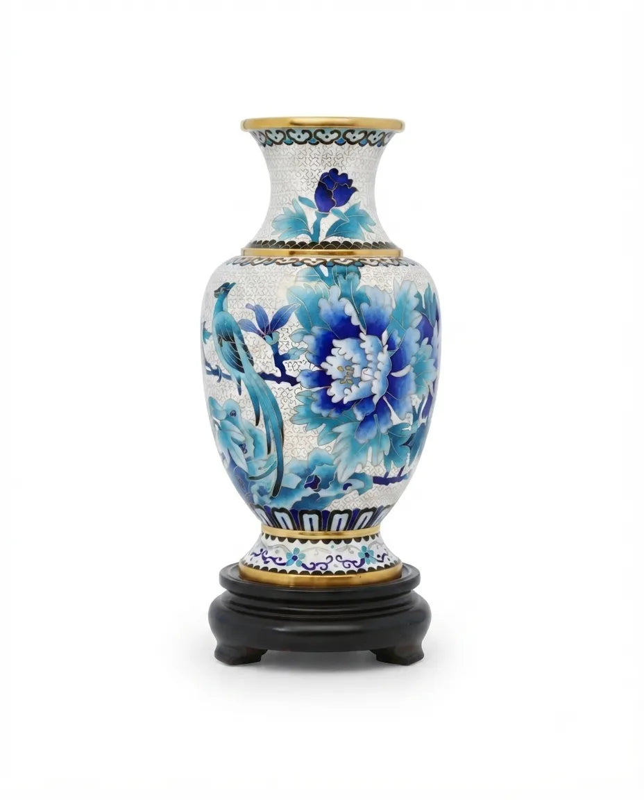 Royal Cloisonne Gold-plated Copper Vase, Royal Flower Pattern, Masterpiece by Master Ding Minghong as an exquisite home decor and unique home gifts item