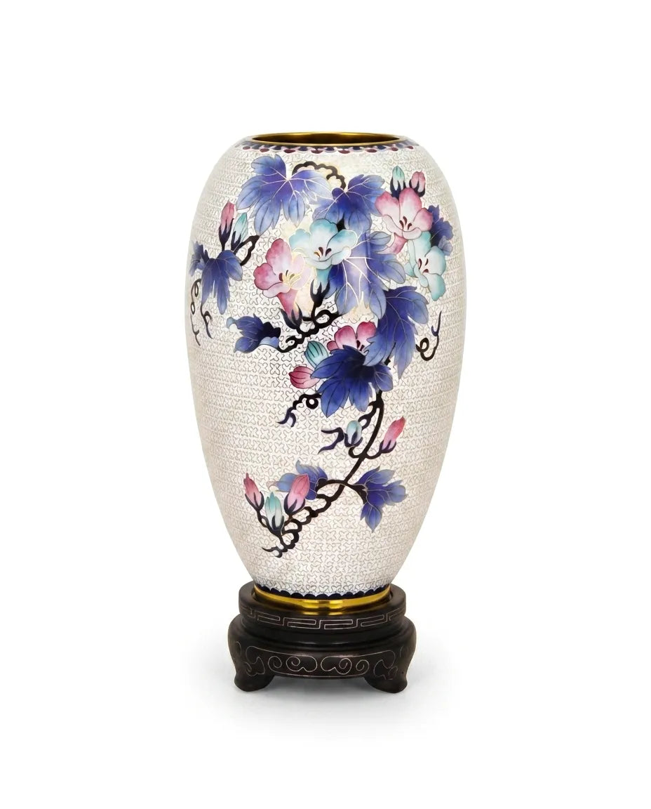 Royal Cloisonne Gold-plated Copper Vase, Trumpet Creeper and Lily Pattern, Masterpiece by Master Ding Minghong as an exquisite home decor and unique home gifts item