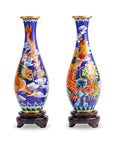 Royal Cloisonne Gold-plated Copper Vase, A Pair of Dragon and Phoenix Pattern, Masterpiece by Master Ding Minghong as an exquisite home decor and unique home gifts item