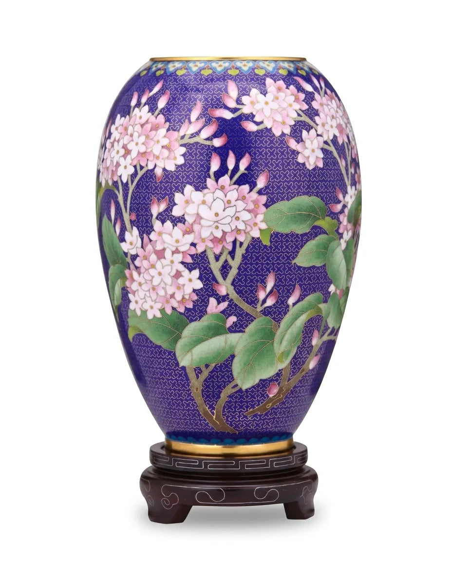 Royal Cloisonne Gold-plated Copper Vase, Hydrangea Pattern, Masterpiece by Master Ding Minghong as an exquisite home decor and unique home gifts item