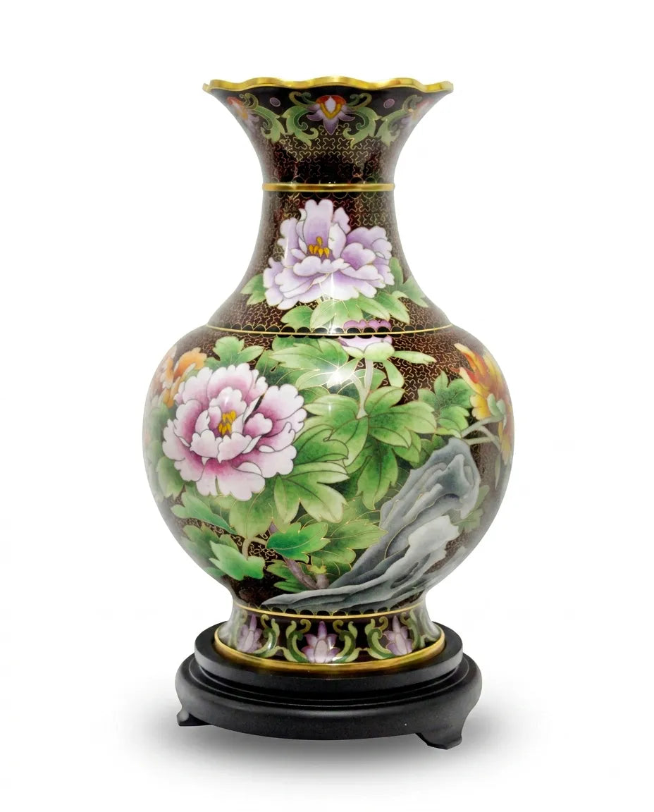 Royal Cloisonne Gold-plated Copper Vase, Pomegranate Pattern, Masterpiece by Master Wang Shuying as an exquisite home decor and unique home gifts item